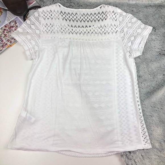 Lucky Brand white crochet short sleeve top - Picture 7 of 8